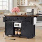 MAYEERTY Îlot de cuisine avec meuble de rangement pour poubelle