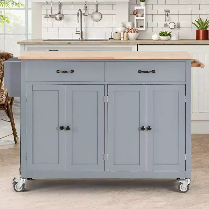 MAYEERTY Îlot de cuisine avec meuble de rangement pour poubelle
