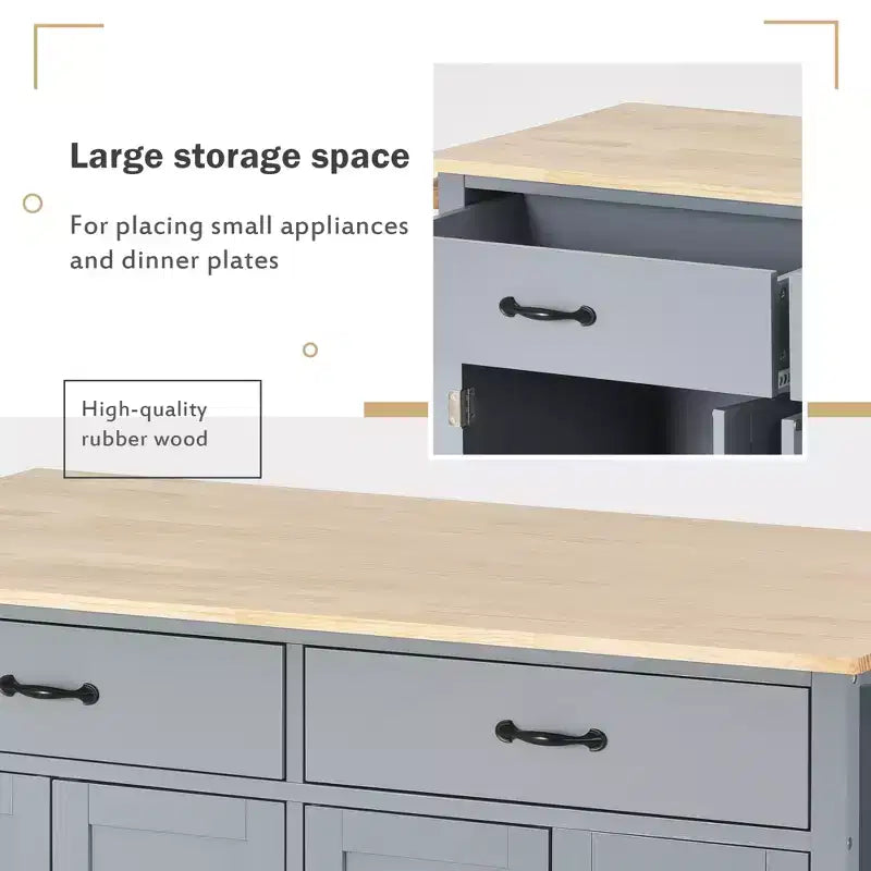 MAYEERTY Îlot de cuisine avec meuble de rangement pour poubelle