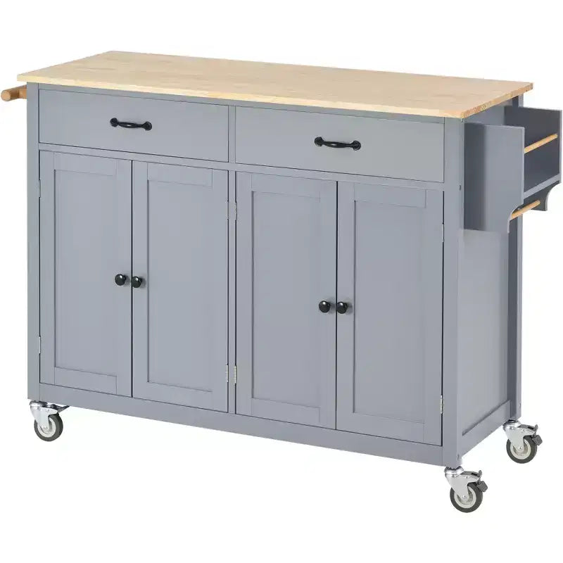 MAYEERTY Îlot de cuisine avec meuble de rangement pour poubelle