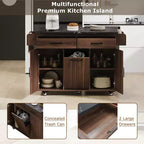 MAYEERTY Îlot de cuisine avec meuble de rangement pour poubelle