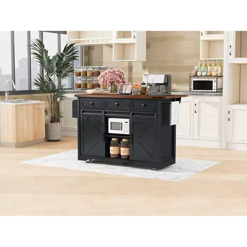 MAYEERTY Îlot de cuisine avec meuble de rangement pour poubelle