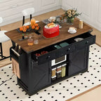 MAYEERTY Îlot de cuisine avec meuble de rangement pour poubelle
