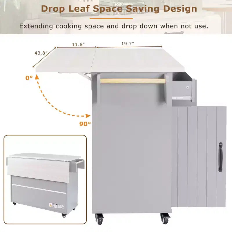 MAYEERTY Îlot de cuisine avec meuble de rangement pour poubelle