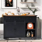 MAYEERTY Îlot de cuisine avec meuble de rangement pour poubelle