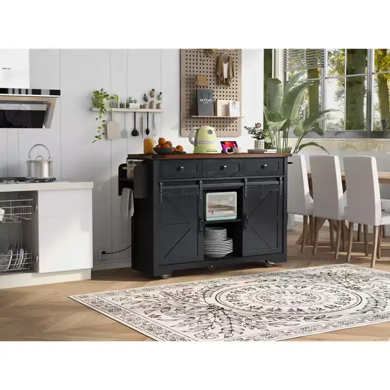 MAYEERTY Kitchen Island with Trash Can Storage Cabinet