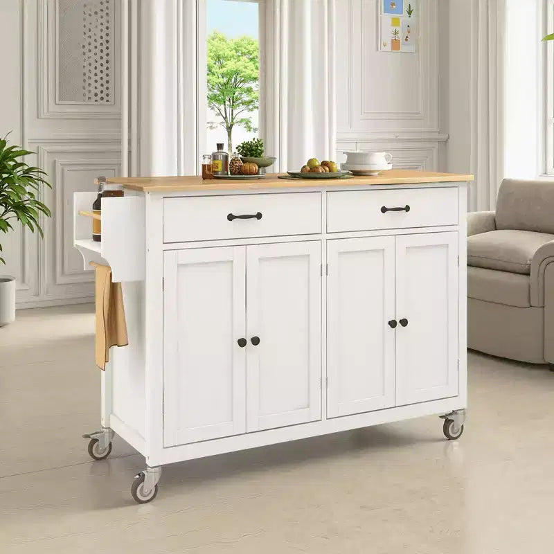 MAYEERTY Îlot de cuisine avec meuble de rangement pour poubelle