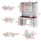 Credenza da cucina bianca Famapy: piano di lavoro integrato, combinazione di pensili alti, antipolvere e organizzato