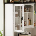Credenza da cucina bianca Famapy: piano di lavoro integrato, combinazione di pensili alti, antipolvere e organizzato