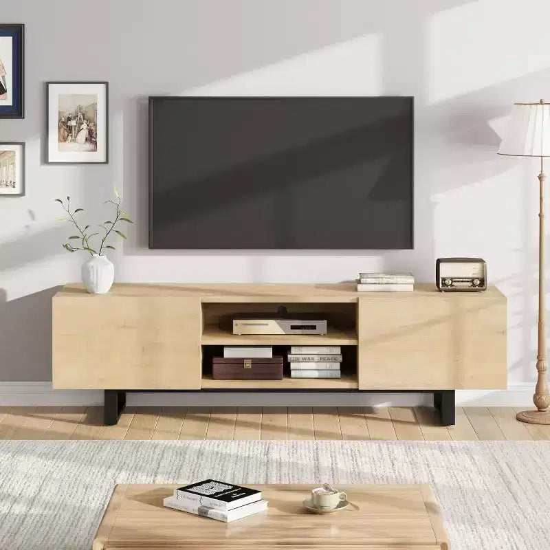 Mobile porta TV per 80 pollici, mobile TV moderno con 2 cassetti, mobile multimediale in legno con contenitore