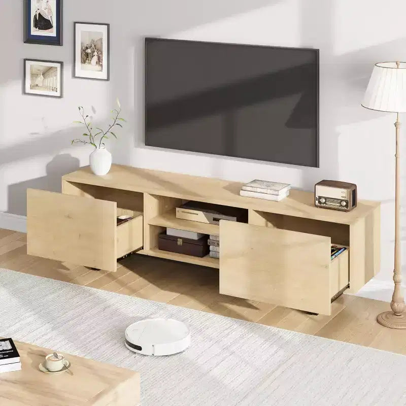 Mobile porta TV per 80 pollici, mobile TV moderno con 2 cassetti, mobile multimediale in legno con contenitore