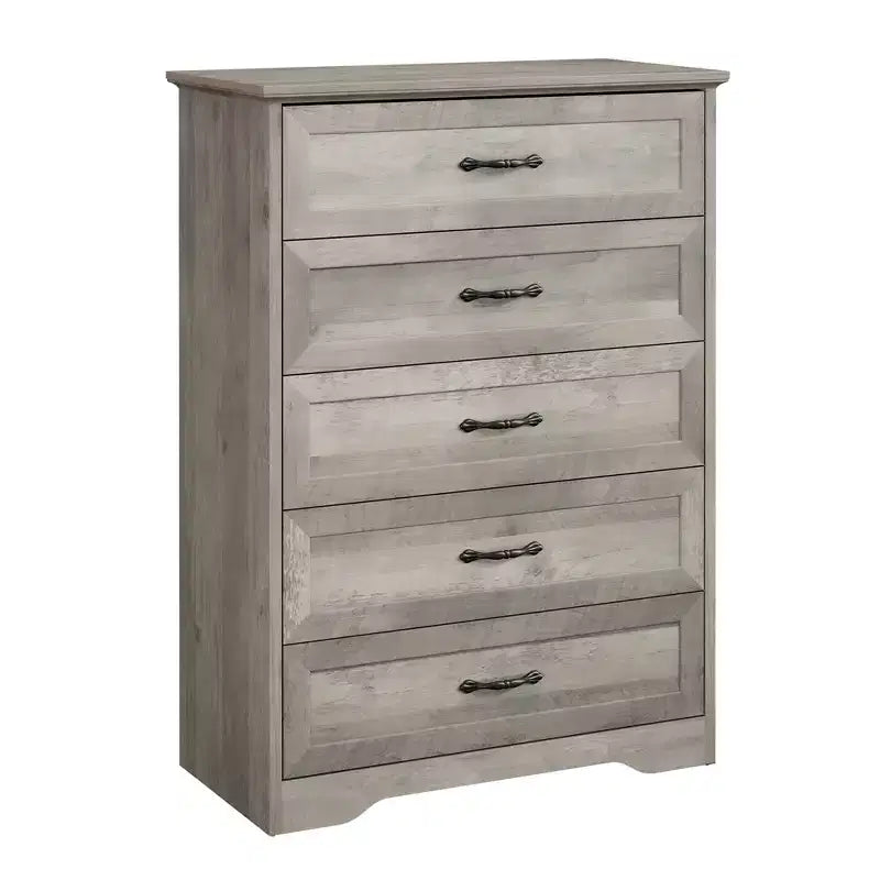 Simple Grey Five-Drawer Chest, YS Brand, Made of Oak, Large Capacity with Five Drawers, Suitable for Multiple Scenarios, Anti-Tip Safety