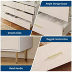 Comò a 7 cassetti, Comò moderno con maniglie in metallo dorato, Cassettiera in legno per camera da letto con robuste gambe in metallo, Organizzatore portaoggetti bianco