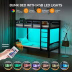 Letto a Castello Gemello Karl con Striscia LED RGB e Stazione di Ricarica