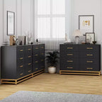 Cassettiera Nera in MDF+PB+Ferro, 8 Cassetti Grandi, Pannello con Motivo Triangolare, Antipolvere e Resistente all'Usura, Adatta a Diversi Scenari