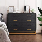 Cassettiera Nera in MDF+PB+Ferro, 8 Cassetti Grandi, Pannello con Motivo Triangolare, Antipolvere e Resistente all'Usura, Adatta a Diversi Scenari