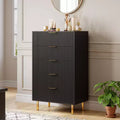 Zstar 5 Drawer Dresser for Bedroom, with Gold Metal Handles
