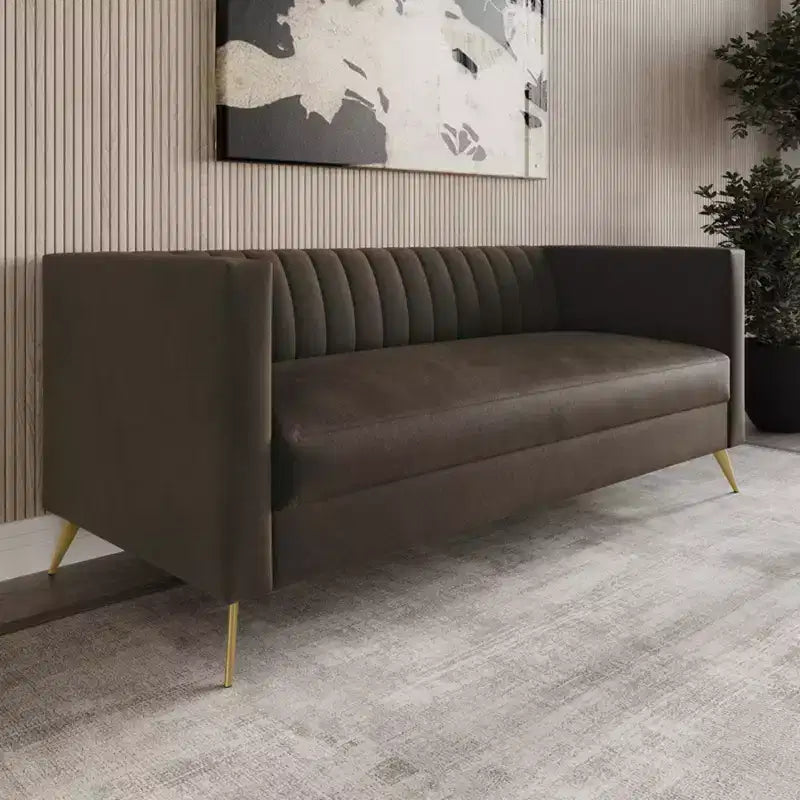 Divano Home Design Weiss Velvet con braccioli squadrati