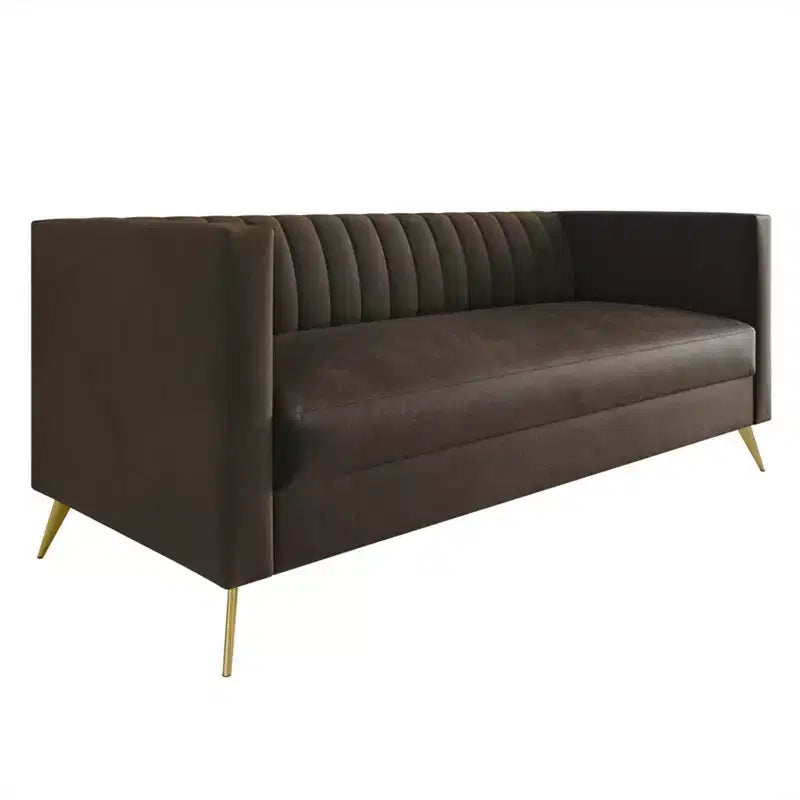 Divano Home Design Weiss Velvet con braccioli squadrati