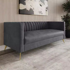 Divano Home Design Weiss Velvet con braccioli squadrati