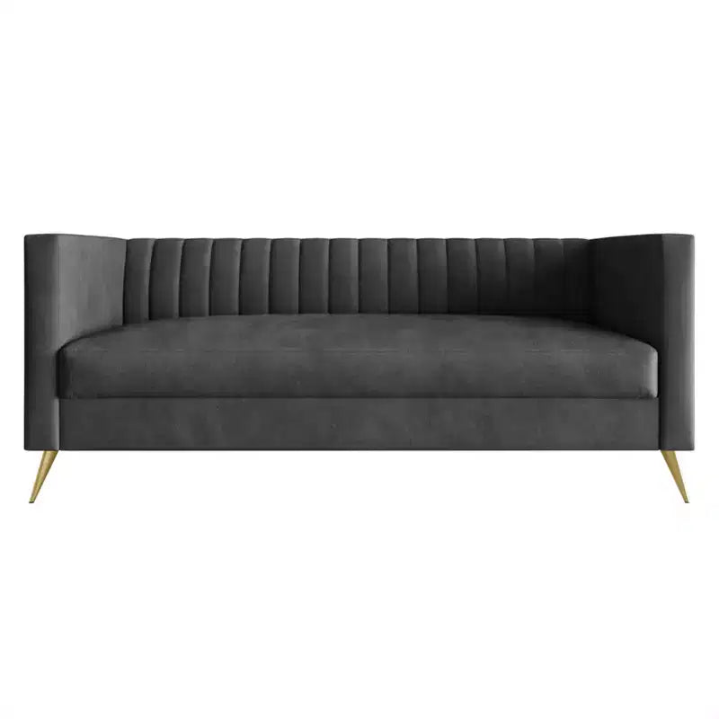 Divano Home Design Weiss Velvet con braccioli squadrati