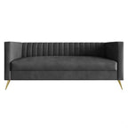 Divano Home Design Weiss Velvet con braccioli squadrati