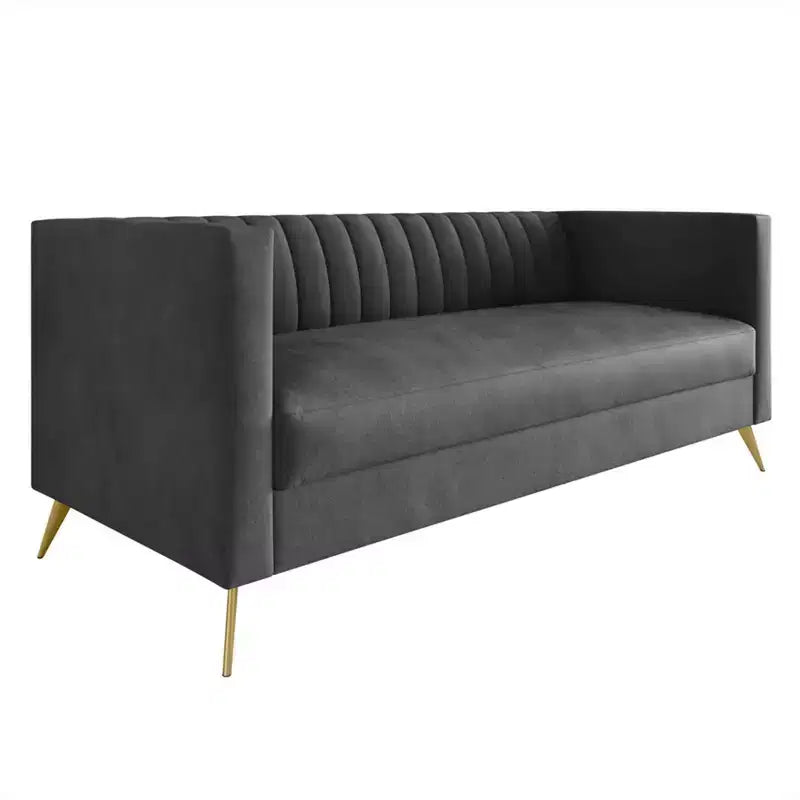 Divano Home Design Weiss Velvet con braccioli squadrati