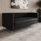 Divano Home Design Weiss Velvet con braccioli squadrati