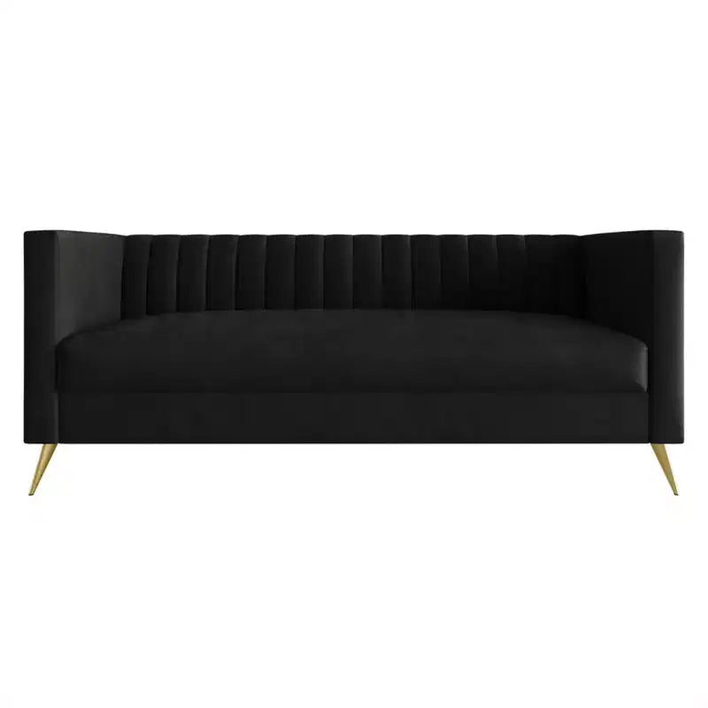 Divano Home Design Weiss Velvet con braccioli squadrati