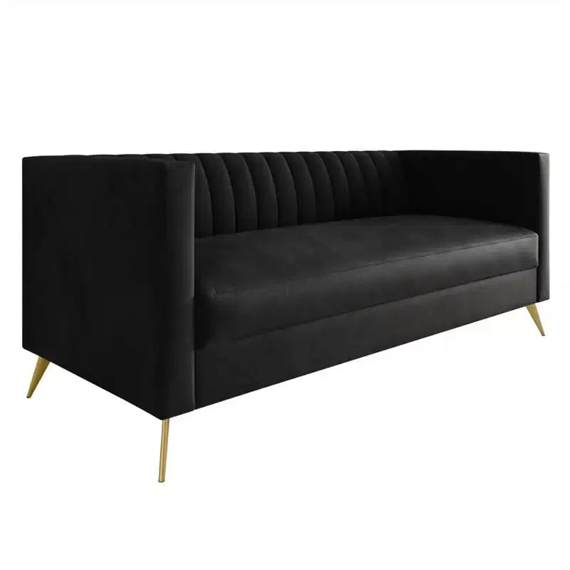 Divano Home Design Weiss Velvet con braccioli squadrati