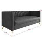 Divano Home Design Weiss Velvet con braccioli squadrati