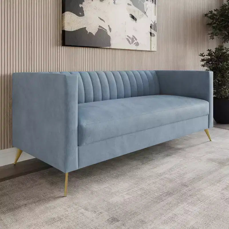 Divano Home Design Weiss Velvet con braccioli squadrati