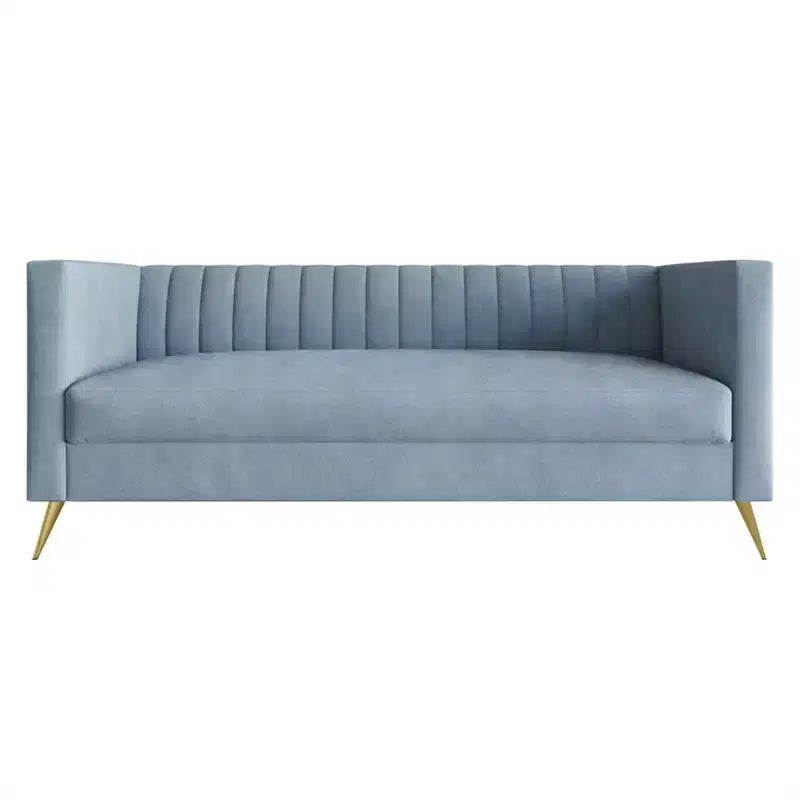 Divano Home Design Weiss Velvet con braccioli squadrati