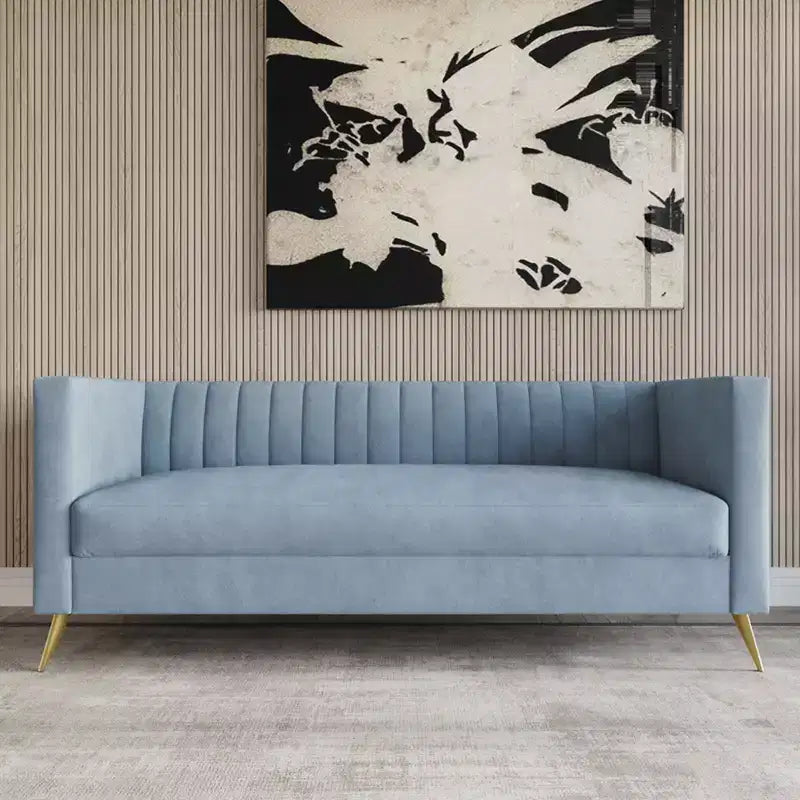 Canapé à accoudoirs carrés en velours Weiss, Home Design