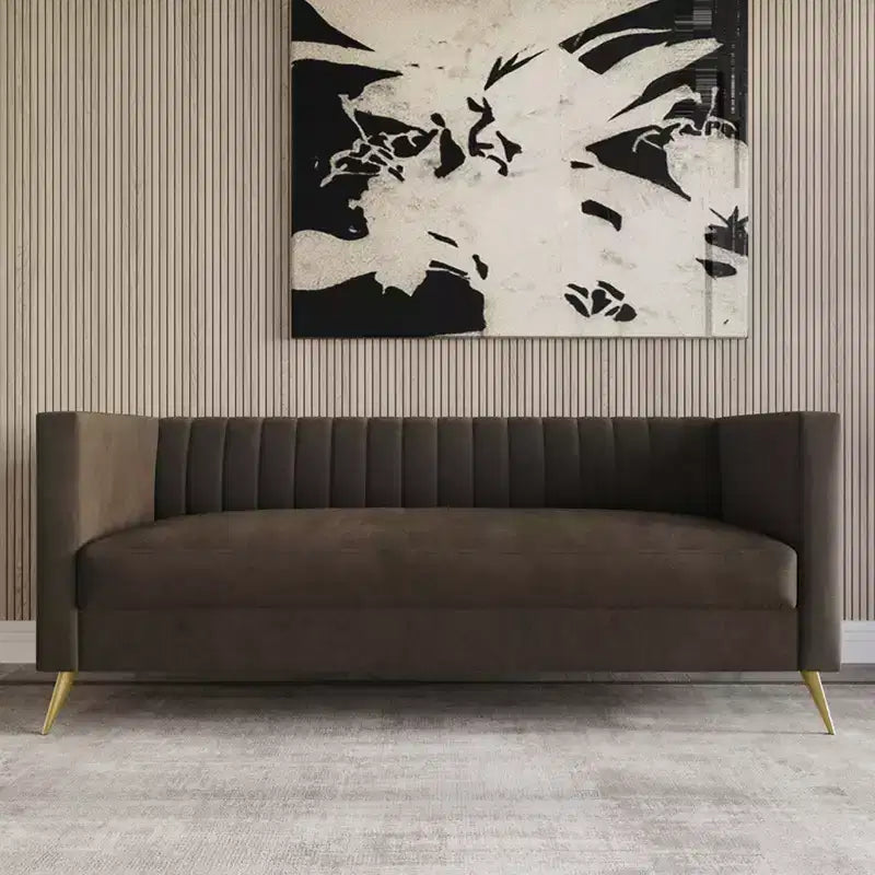 Canapé à accoudoirs carrés en velours Weiss, Home Design