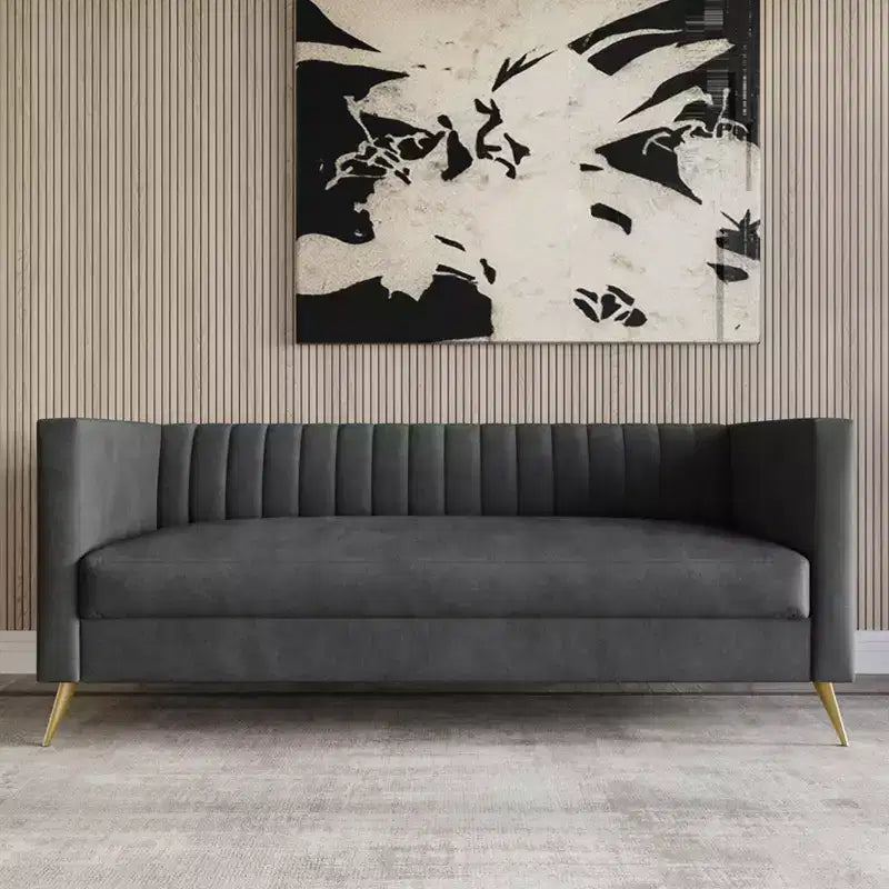 Canapé à accoudoirs carrés en velours Weiss, Home Design