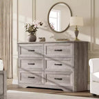 Chest of Drawer with Metal Handles, 6 Drawer Dresser, Modern Storage Organizer, Anti-collapse Design