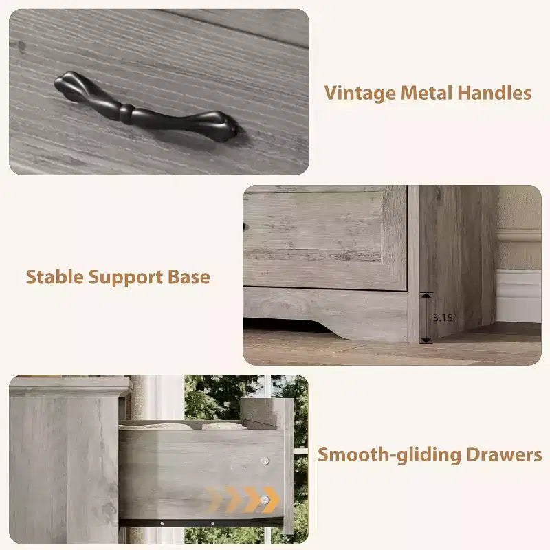 Cassettiera con maniglie in metallo, comò a 6 cassetti, organizer moderno, design anti-ribaltamento