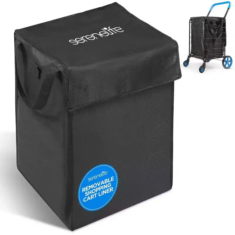 SereneLife Waterproof Tear-Resistant 600D Oxford Fabric Cart Liner for Small Foldable Shopping CartsRemovable, Non-Slip, and Washable