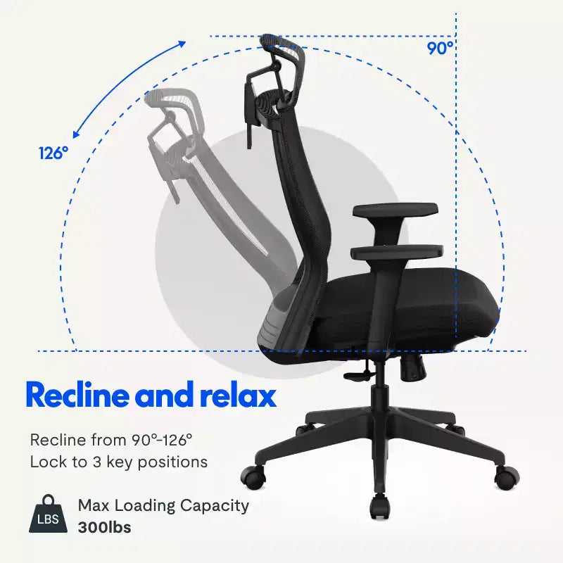 FLEXISPOT C4 Sedia da Ufficio Ergonomica Standard, Cuscino in Schiuma, Nera
