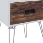 HomeRoots Tavolino Quadrato con Cassetto in Legno Marrone e Bianco e Metallo da 23 Pollici