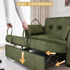 Divano Letto Convertibile Dyonery, Divano Letto Estraibile con Tasca Laterale e Schienale Regolabile, Montaggio Senza Attrezzi, Divanetto Pieghevole per Soggiorno