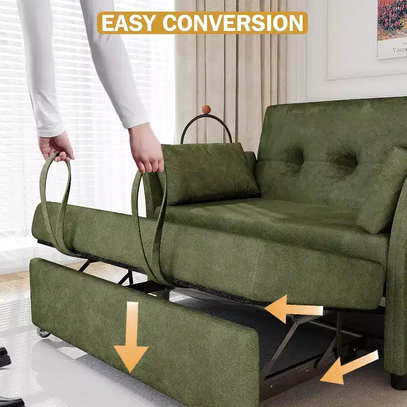 Canapé-lit convertible Dyonery, canapé-lit gigogne avec pochette latérale et dossier réglable, assemblage sans outils, causeuse pliable pour le salon