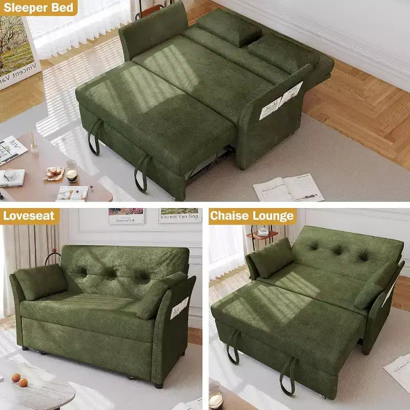 Canapé-lit convertible Dyonery, canapé-lit gigogne avec pochette latérale et dossier réglable, assemblage sans outils, causeuse pliable pour le salon
