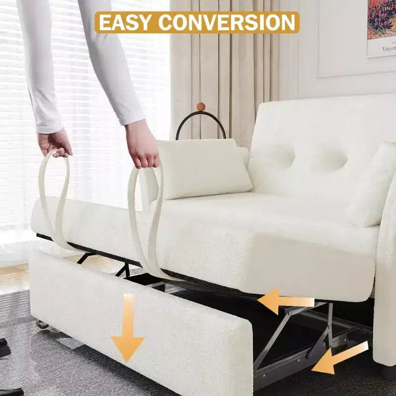 Divano Letto Convertibile Dyonery, Divano Letto Estraibile con Tasca Laterale e Schienale Regolabile, Montaggio Senza Attrezzi, Divanetto Pieghevole per Soggiorno