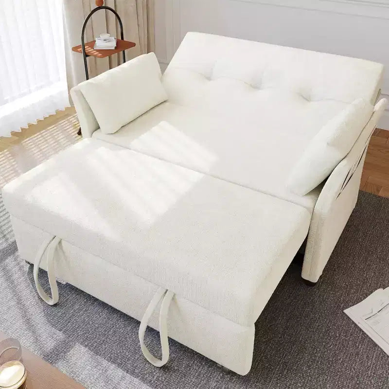 Dyonery Convertible Sofa Bed, Pull Out Sleeper Sofa with Side Pocket & Adjustable Backrest, Tool-Free Assembly, Folding Loveseat for Living Room