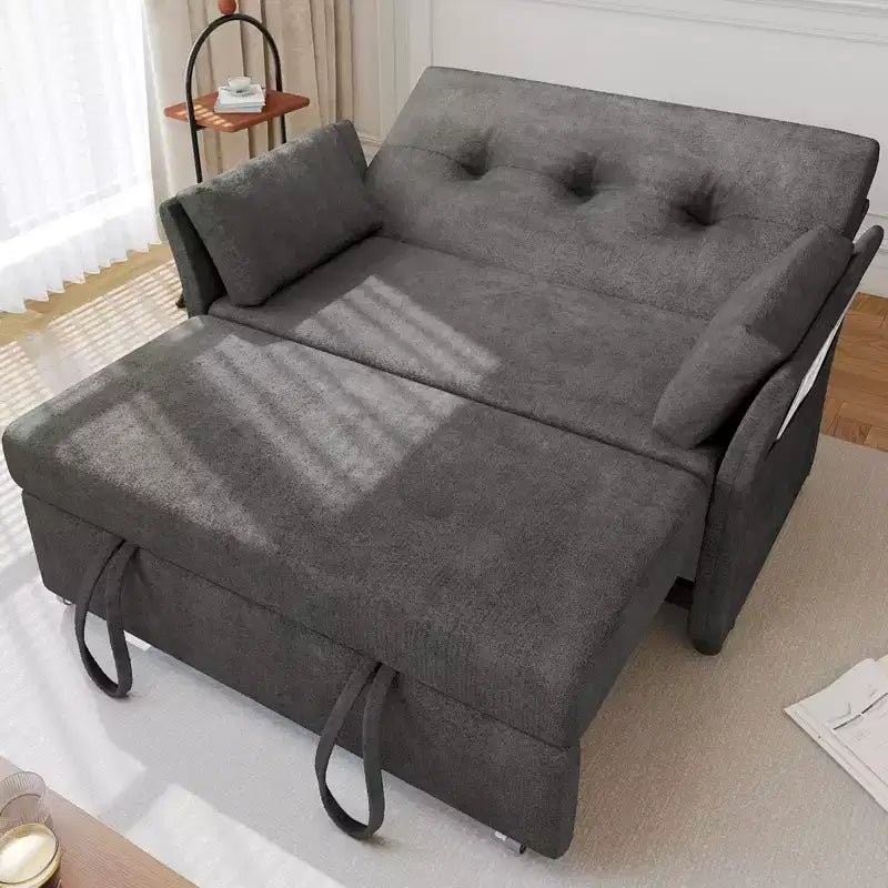 Canapé-lit convertible Dyonery, canapé-lit gigogne avec pochette latérale et dossier réglable, assemblage sans outils, causeuse pliable pour le salon
