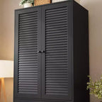 Armoire Penderie Placard Garde-robe en Bois avec 3 Tiroirs Tringle à Suspendre 2 Portes Meuble de Rangement pour Vêtements Grande Capacité