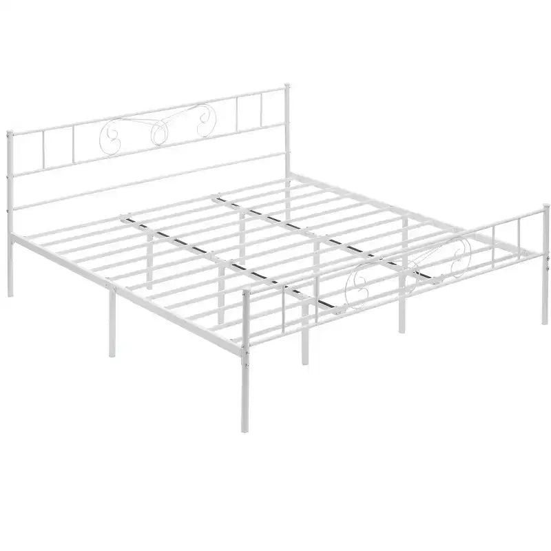 Struttura letto in metallo con testiera e pediera, spazio contenitore da 30 cm - Supporto a doghe in acciaio resistente, silenzioso e facile da montare