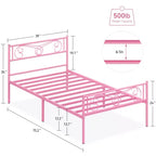 Struttura letto in metallo con testiera e pediera, spazio contenitore da 30 cm - Supporto a doghe in acciaio resistente, silenzioso e facile da montare